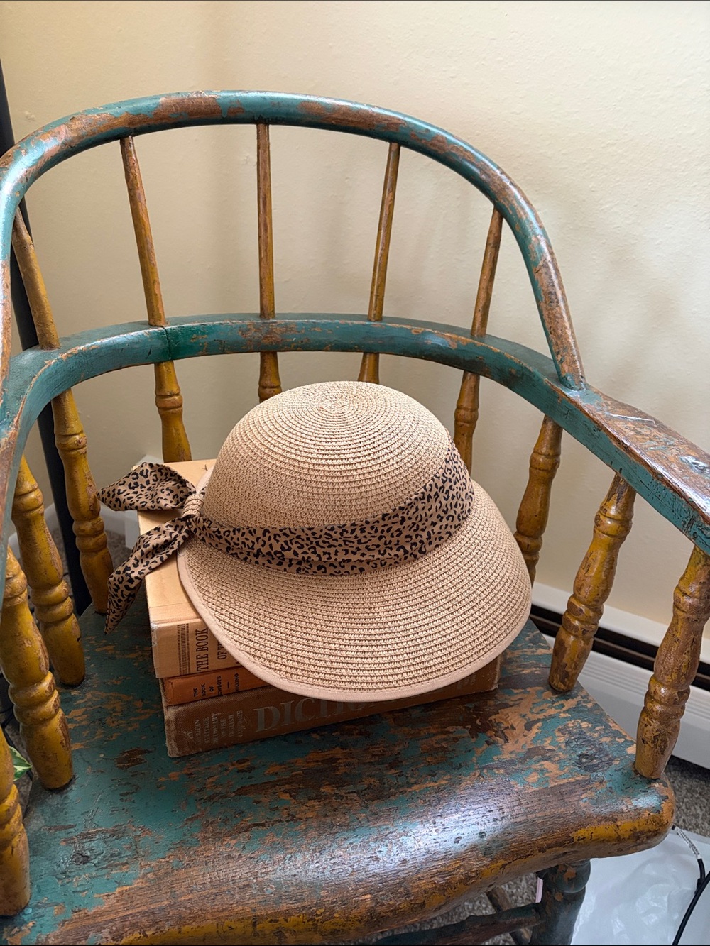 Magid Hats Straw Sun Hat with Leopard Trim